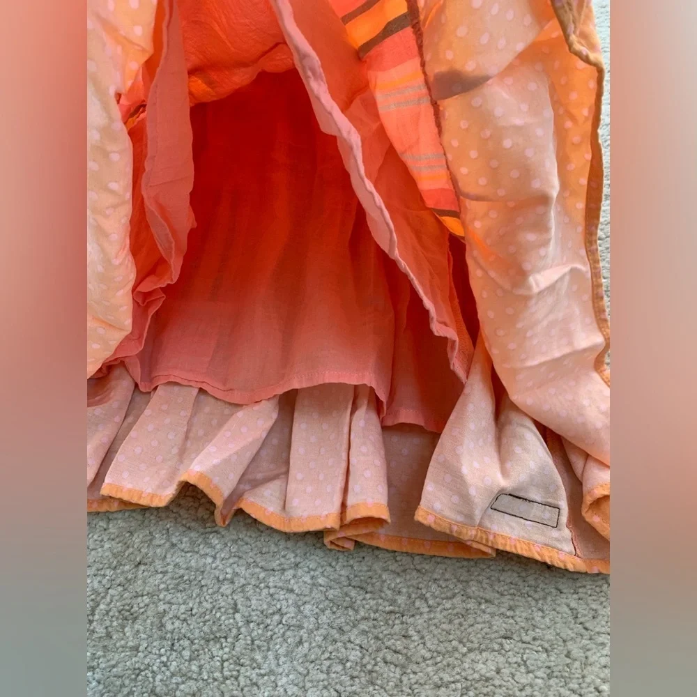 Matilda Jane Size 6 Orange Creamsicle Dream Chasers Tiered Striped Rayon Dress